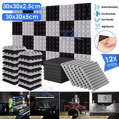 MARKENLOS Akustikschaumstoff 12 Stück AKUSTIK SELBSTKLEBEND hemmend Absorber Schaumstoff