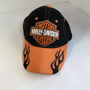 Harley Davidson Motor Cycles Trucker Mütze One Sz Baumwolle bestickt schwarz orange - Bild 1 von 8