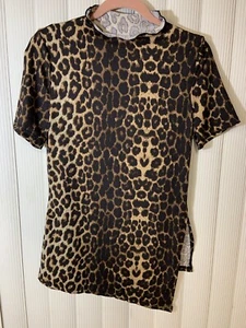 Shein Damen Top, Leopardenmuster, Größe M, SS, seitlicher Saum zum Binden. - Bild 1 von 8