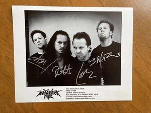 METALLICA Fan Club s/w signiertes Promo Foto Hetfield, Hammett, Newsted, Ulrich - Bild 1 von 1