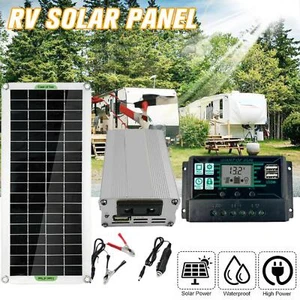 Kit Pannello Solare 200W 12V-220V 60A Caricabatterie Camper Viaggio R2L5 Van B5F8 - Foto 1 di 10
