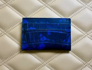 Louis Vuitton Exotic Blue and Navy Camo Alligator Double Card Holder Wallet - Picture 1 of 4