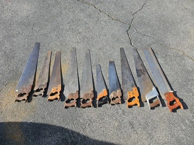 K372- ANTIQUE VINTAGE  HAND SAW LOT- 10 Handsaws -ALL DISSTON -  No. 7,etc - Image 1 of 4