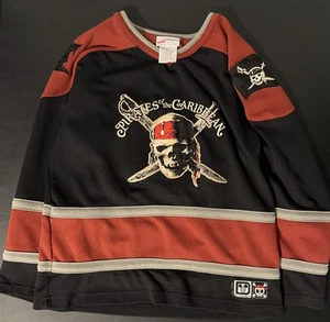 Vintage Walt Disney World Pirates of the Carribean Sewn Hockey Jersey Youth XL - Picture 1 of 10