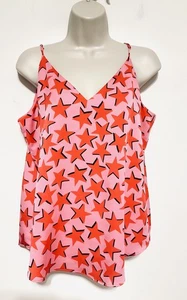 express m tank tops women pink Red stars V neck lined adjustable strap - Picture 1 of 9