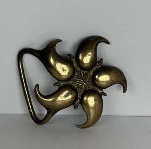 Duncan Laurie 1970s Solid Brass Starburst Belt Buckle 3.5” Modernist Mid Century - Picture 1 of 9