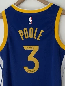 Jordan Poole “22 NBA Champs” Signed Warriors Nike Swingman Jersey Auto BAS USASM - Picture 1 of 12