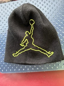 Air Jordan Jumpman Youth Winter Hat Bright Green & Black Beanie Stocking Cap - Picture 1 of 3