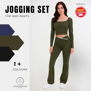 Set palestra donna Activewear orlo a contrasto allenamento fitness sport 2 pezzi tuta yoga - Foto 1 di 19