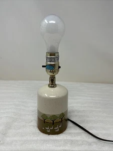 Vtg Cottagecore Ceramic Lamp painted Ducks in Apple Orchard Farmhouse NO SHADE - Picture 1 of 14
