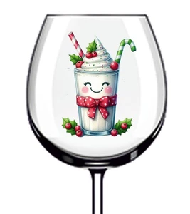 12x Watercolor Christmas Milkshake Vinyl Sticker Decal Tumbler Wine Glass Cup - Picture 1 of 3