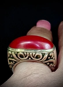 Ring Sterlingsilber und Koralle Thai-Stil Größe 7,5 nickelfrei sehr schwer - Bild 1 von 15