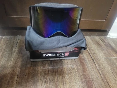 SWISSTECH Snow Ski Goggles Swiss Tech Black Performance Gear Dual Lenses Anti-Fog Coating