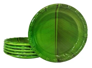 Banana Leaf Round Ice Cream Starters Serving Melamine Plate 6 inch Pack of 6 NAU - Picture 1 of 6