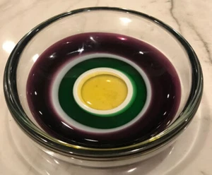 BACCARAT Glass Bowl Multicolored Swirl Midcentury Rare 5” - Picture 1 of 4
