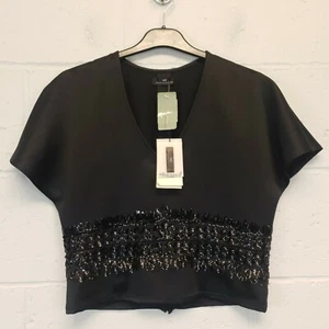 DAY Birger Mikkelsen Sequin Top Blouse 38 (UK 12) Black Womens RRP £115 - Picture 1 of 8