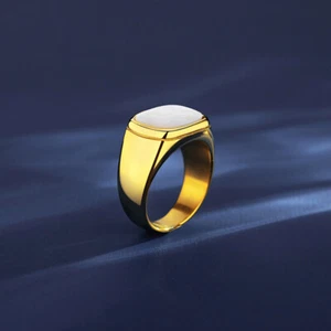 BENIAMINO Statement Edelstahl Ring Echt Muschel Perle GG Vacuum Plated 8,3 g OVP - Picture 1 of 7