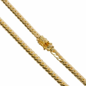 Men's Cuban Link Chain Necklace Box Clasp Safety Lock 14K Gold Plated 6 mm / 26" - Picture 1 of 3