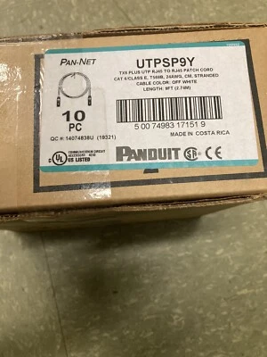 5 Category 6 UTPSP9Y RJ45 Ethernet Patch Cords Booted 9ft TangleFree Panduit NEW - Image 1 of 3