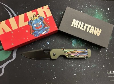 Kizer Militaw Nitro-V Green G10 & Party Streamers 3.36 Inch - Image 1 of 3