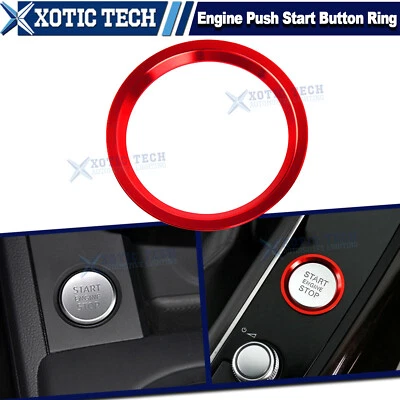 Borde de anillo de botón de parada de arranque del motor de aluminio rojo para Audi A4 S4 A5 S5 A7 S7 Q5 Q7 Foto 1 de 4