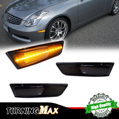 Para 03-07 Infiniti G35 2DR Tira LED Ahumada Parachoques Delantero Luces Marcadoras Laterales Lámpara Foto 1 de 4