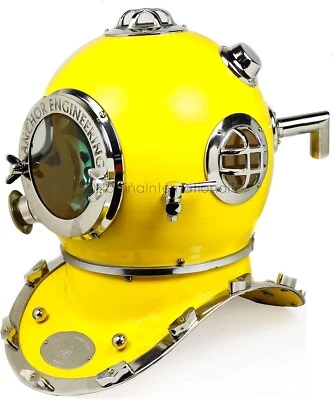 Scuba Diving Nautical Helmet Maritime Ship's Decorative Helmet 18 Inches Yellow - Image 1 of 4