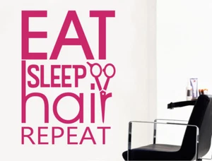 Eat Sleep Hair Repeat Wall Sticker | Hair Salon Wall Stickers - Picture 1 of 8