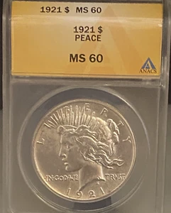 1921 Silver Peace $1 Dollar ~ ANACS Graded MS 60 - Picture 1 of 14