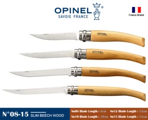 Opinel France Slim Beech Wood Handle Safe Ring Lock Folding Knife No08-No15 - Picture 1 of 9