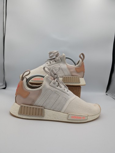 *RARO* UK 8 Scarpe da ginnastica Adidas NMD_R1 bianco panna nudo bianco arancione H67410