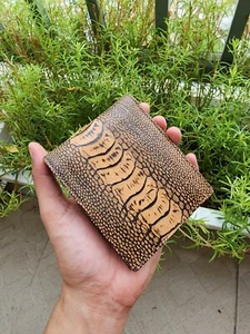 Carteras plegables de cuero de avestruz nobuck genuino marrón 100 % doble cara para hombre - Imagen 1 de 9