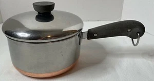 Vtg 1801 Revere Ware 1.5 qt stainless steel copper clad pot sauce pan with lid  - Picture 1 of 12