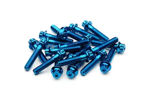 M7 32mm Blue 3PC Wheel Split Rim Assembly Bolts BBS RS OZ Schmidt RH Screws - Picture 1 of 2