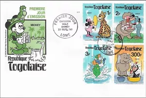 Mickey Photographing Minnie Goofy Donald In Africa Disney Republic Togo FDC 1980 - Picture 1 of 1