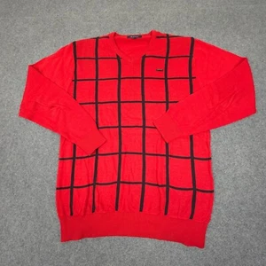 Gant Jumper Mens XLARGE Red Knit Cotton Long Sleeve sweater V Neck Size XL - Picture 1 of 9