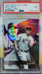 2020 Topps Gold Label Mike Trout Class 1 Red 67/75 PSA 9