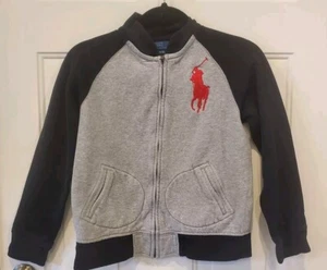 Polo Ralph Lauren Grey/Black Zip Up Sweater Boys / Girls. Size M 10/12 - Picture 1 of 5