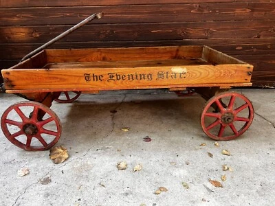 Antique 1915 WOOD WAGON  Cart WHEELS Washington Evening Star Newspaper - Image 1 of 4
