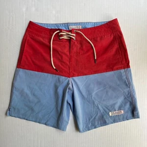 Fair Harbor Board Shorts Swim Trunk Mens 32 Red Blue Colorblock Drawstring Surf - Picture 1 of 8