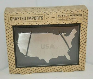 USA KARTE FLASCHENÖFFNER Handarbeit Import Edelstahl Finish Geschenk Unikat Hand Was - Bild 1 von 2