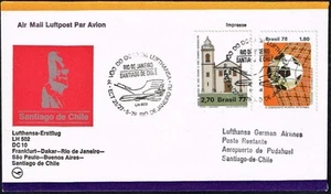 2892 BRASILE AL CILE FFC PRIMO VOLO COVER 1978 LUFTHANSA RIO-SANTIAGO - Foto 1 di 2