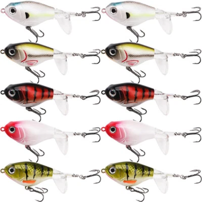 10Pcs Fishing Lures Lot Whopper Plopper Topwater Bass Swimbaits Rotating Tail