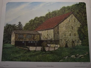 C.J. BRAUN limitierter Kunstdruck signiert 202/1000, "Lancaster County Stone Barn" 1991 - Bild 1 von 9