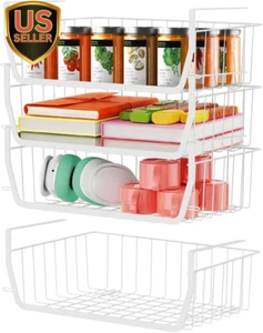 under Shelf Basket, 2 Pack Stainless Steel Wire Rack for Cabinet Thickness Ma... - Picture 1 of 1