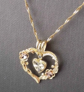 Beverly Hills Gold Solid 14K Heart Pendant Necklace OroAmerica 18" Chain, 3.1g - Picture 1 of 11