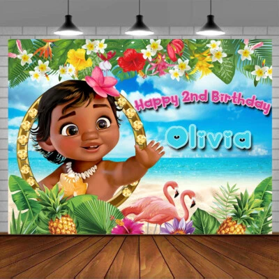 Moana Personalised Custom Banner Backdrop Party Decor Birthday Gift for Girls - Image 1 of 4