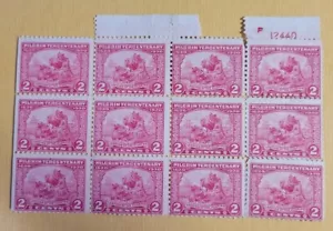 1920 US 2 Cent Block Of 12 Stamps Unused Hinged F, SC#549 (CV $190) - Picture 1 of 2