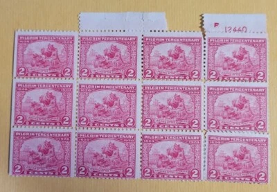 1920 US 2 Cent Block Of 12 Stamps Unused Hinged F, SC#549 (CV $190) - Image 1 of 2
