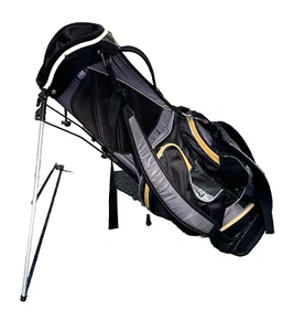 HUNTER GOLF 8-WAY DIVIDER GOLF STAND BAG, BLACK/SILVER/YELLOW - Picture 1 of 7